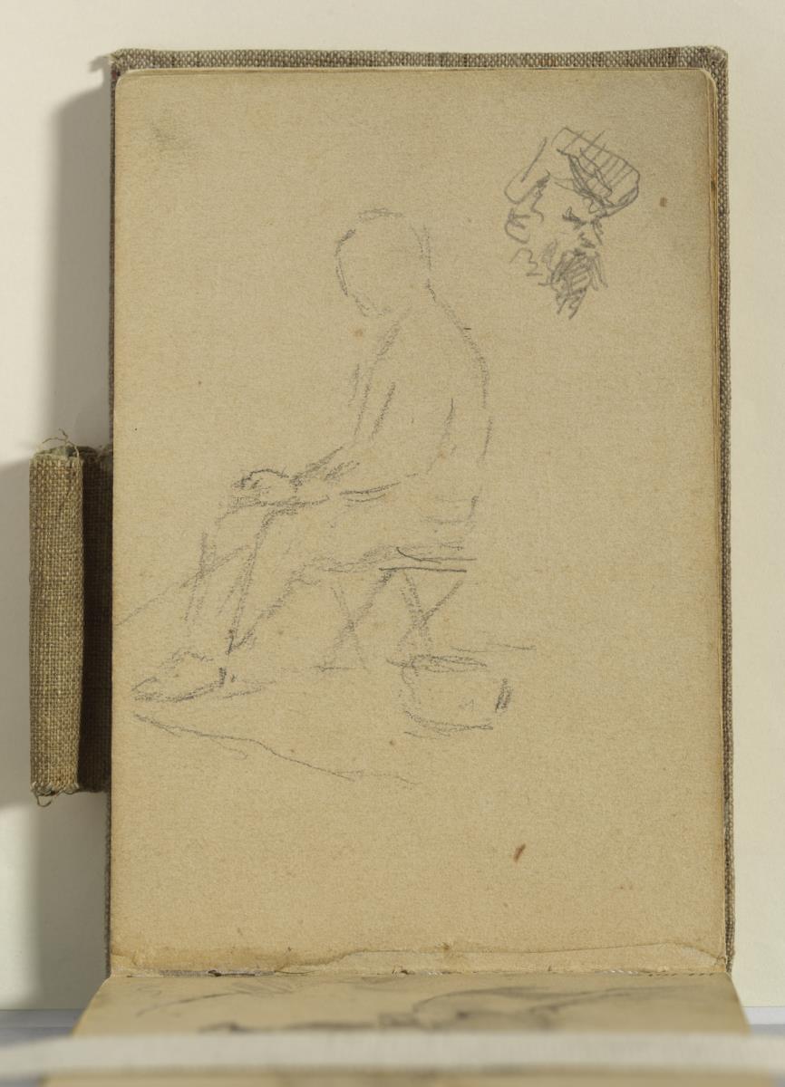 Home pescant i cap d'home amb barretina