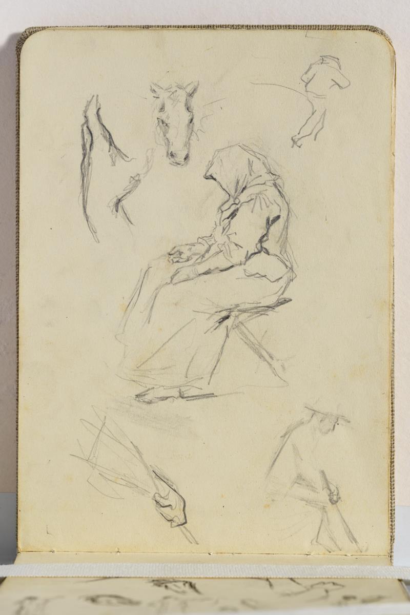 Dona demanant caritat i estudi de mans