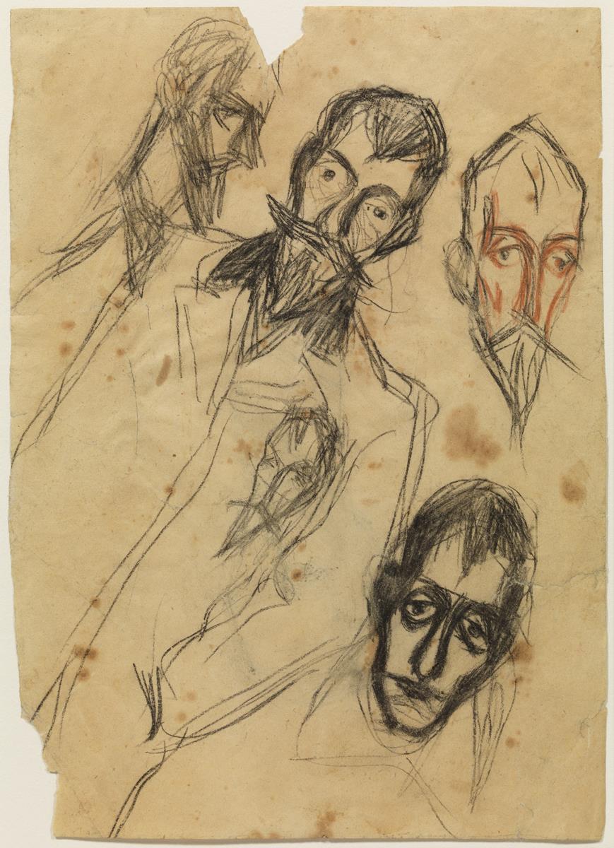 Cinco croquis de personajes grequianos