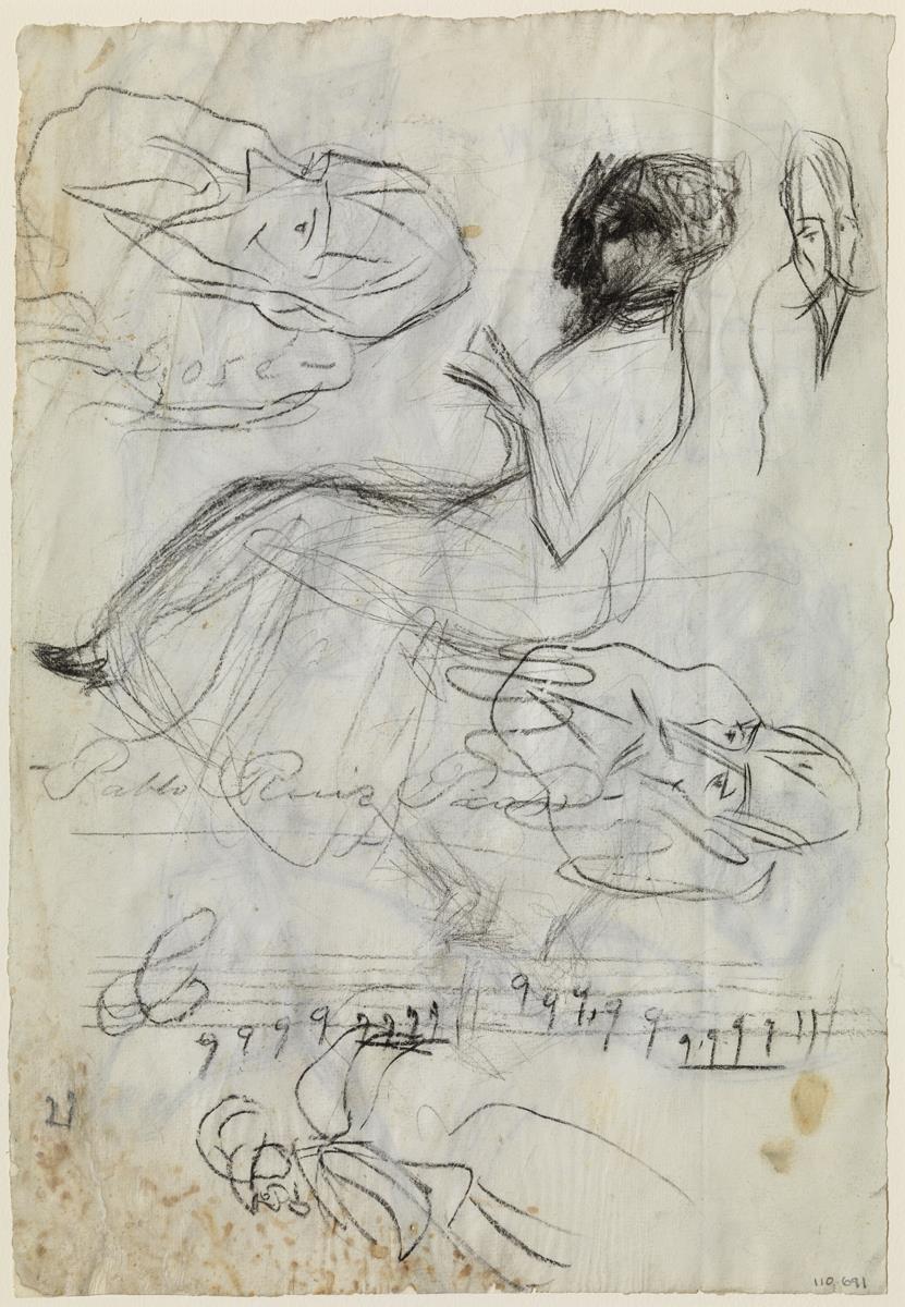 Dona llegint i altres croquis