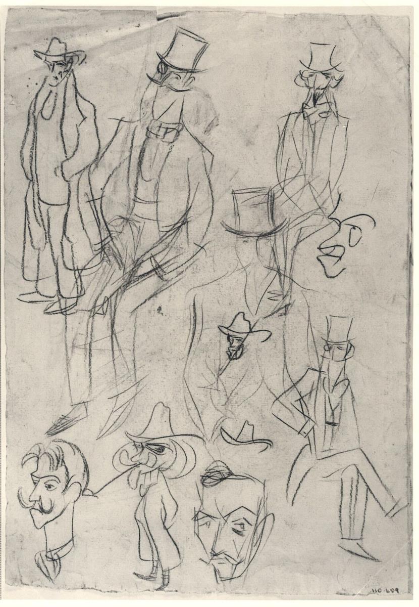 Estudi i caricatures d'homes