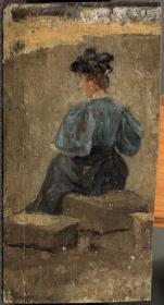 Mujer sentada, de espaldas
