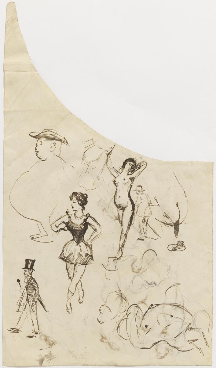 Bailarina, desnudo femenino y otros croquis