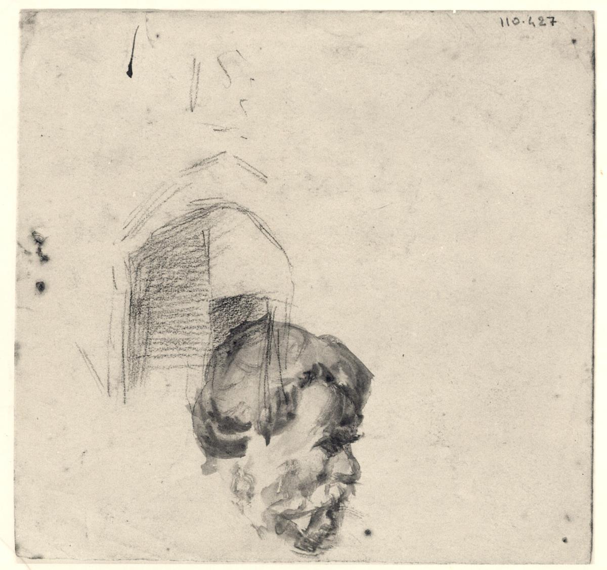 Cabeza de hombre y puerta