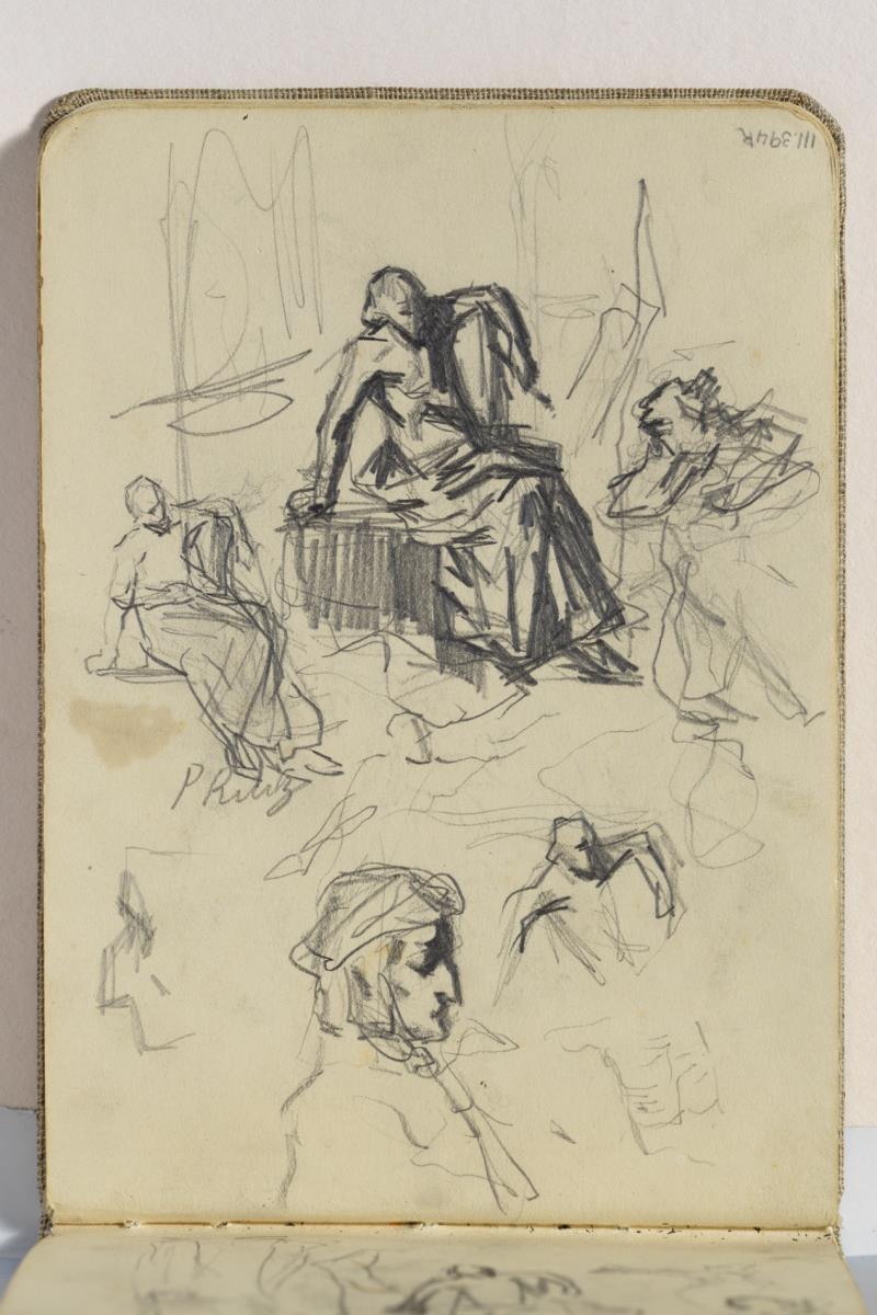 Estudi d'homes amb túnica i bust d'home renaixentista