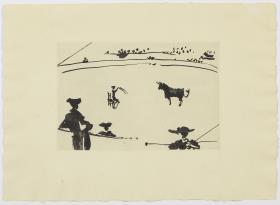 Seated Bullfighter Summoning the Bull with "Banderillas"