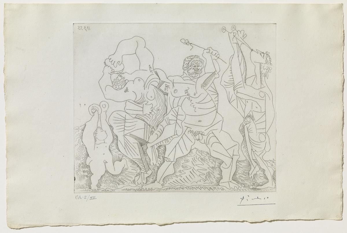 Bacanal con niño tocando los címbalos