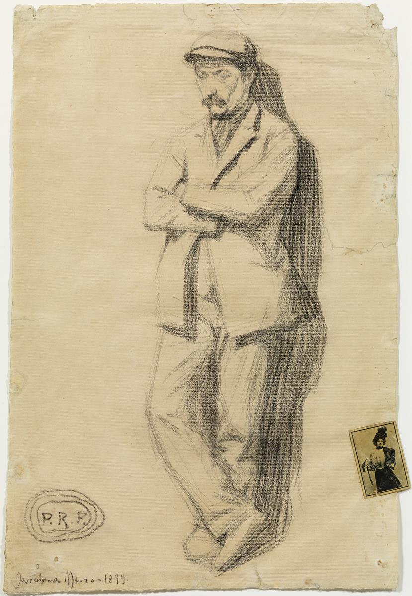 Home recolzat en una paret