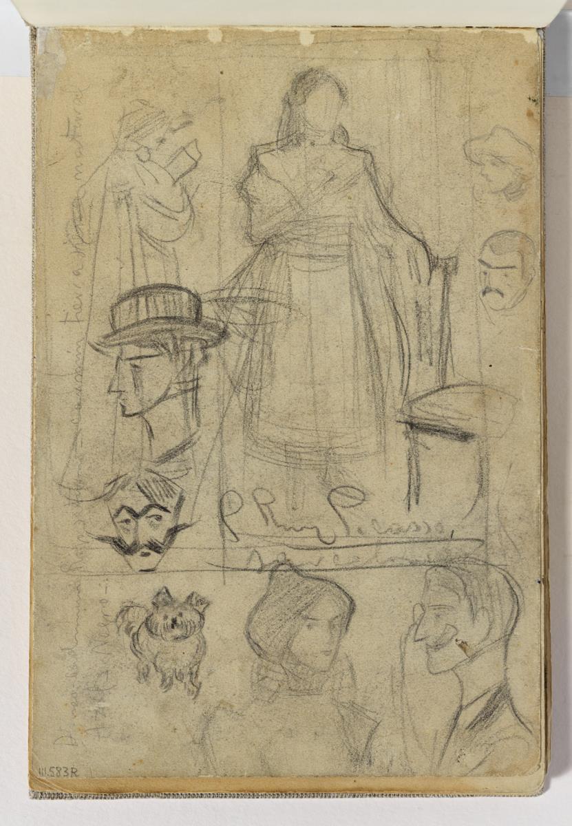 Lola, hermana del artista, y estudio de figuras