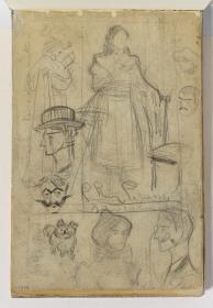 Lola, hermana del artista, y estudio de figuras