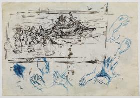 Varadura de un barco y croquis de manos
