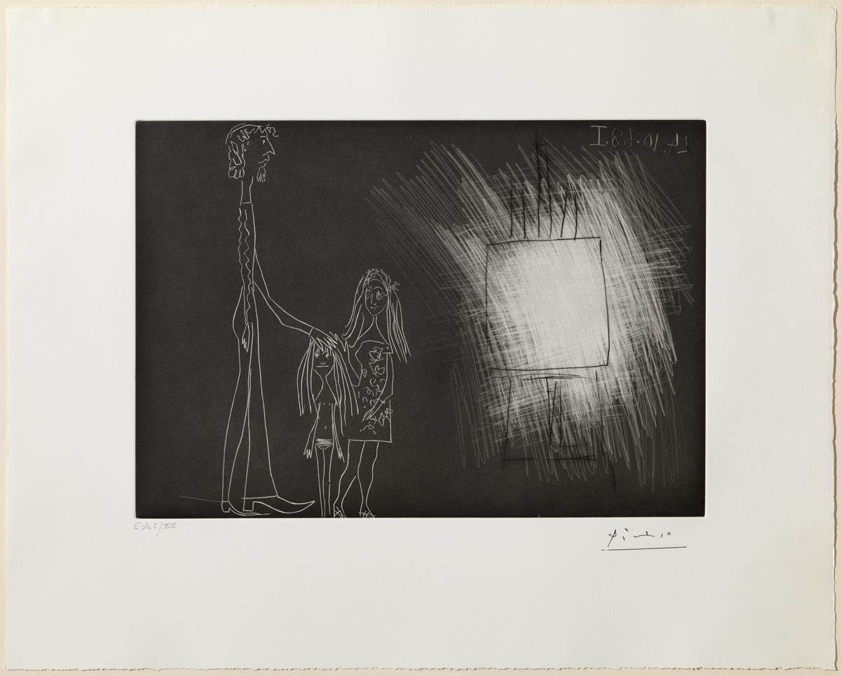 Piero Crommelynck with his Wife and Daughter, in the Studio. I