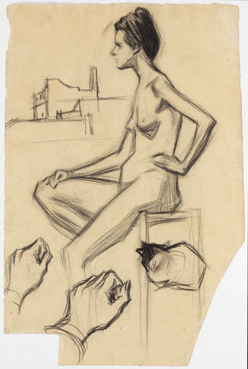 Mujer desnuda sentada