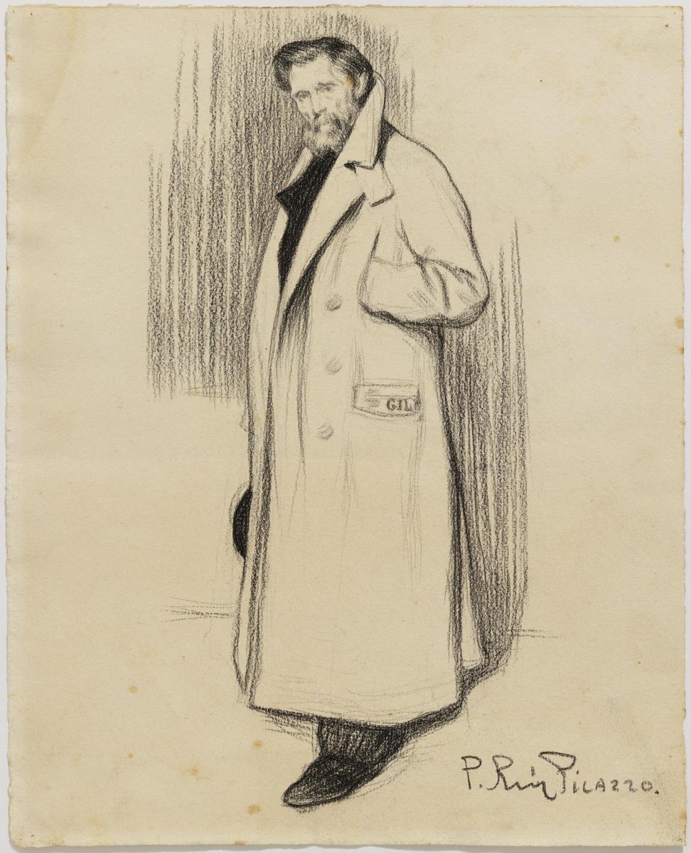 El pare de l'artista, amb un exemplar de la revista "Gil Blas" a la butxaca