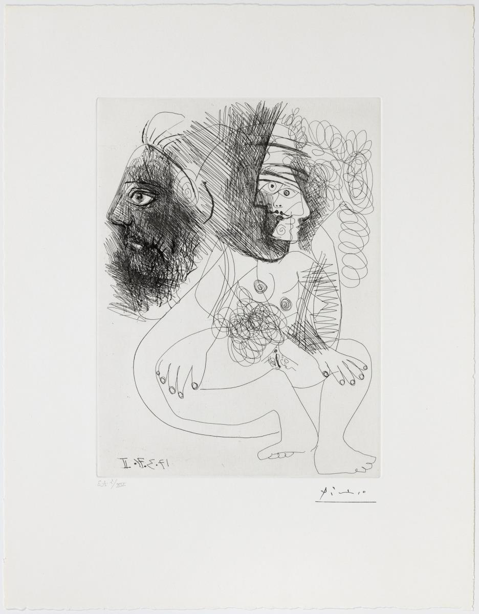 Sheet of Studies. Face and Nude Woman