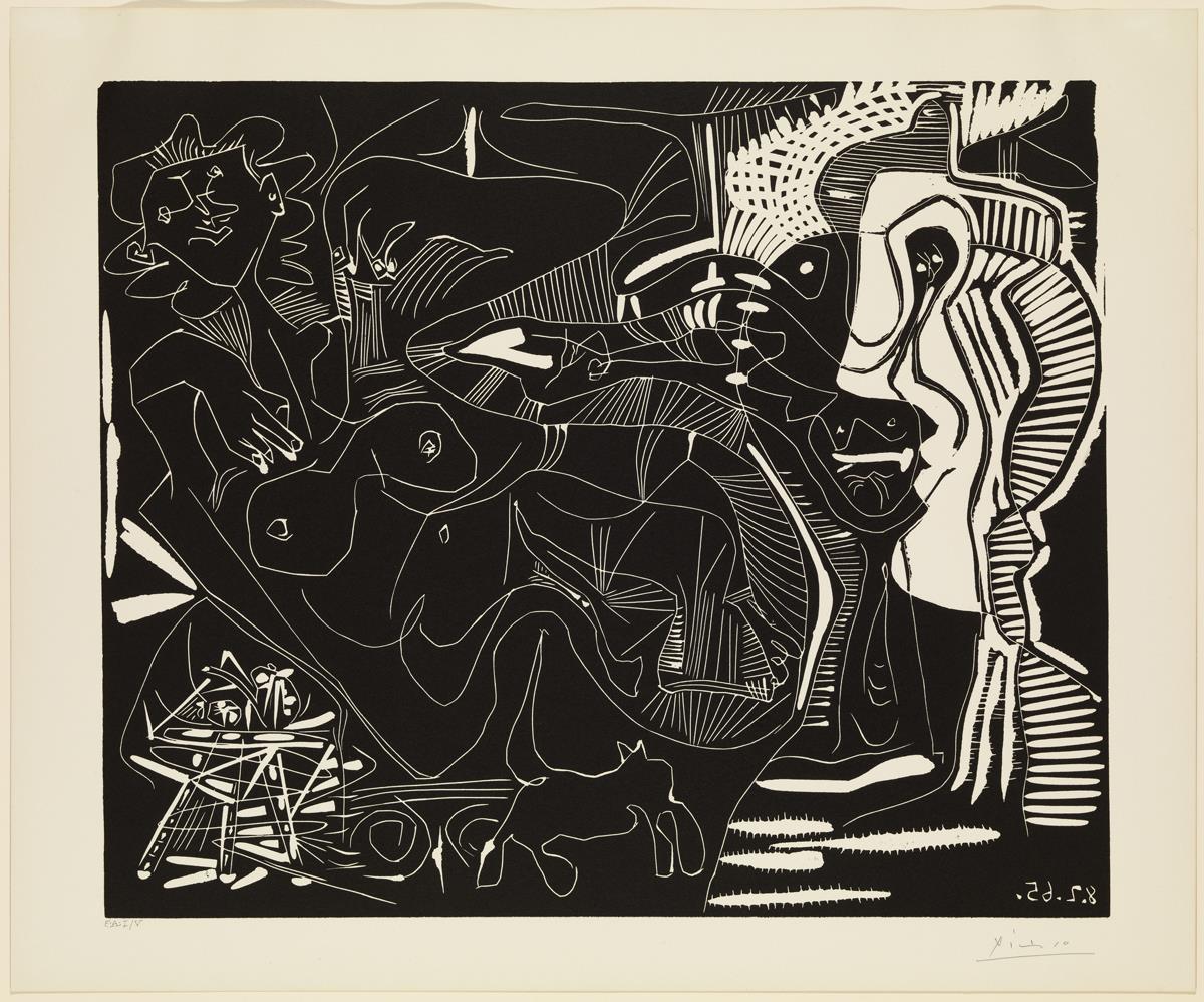 El te: dos mujeres desnudas y un gato