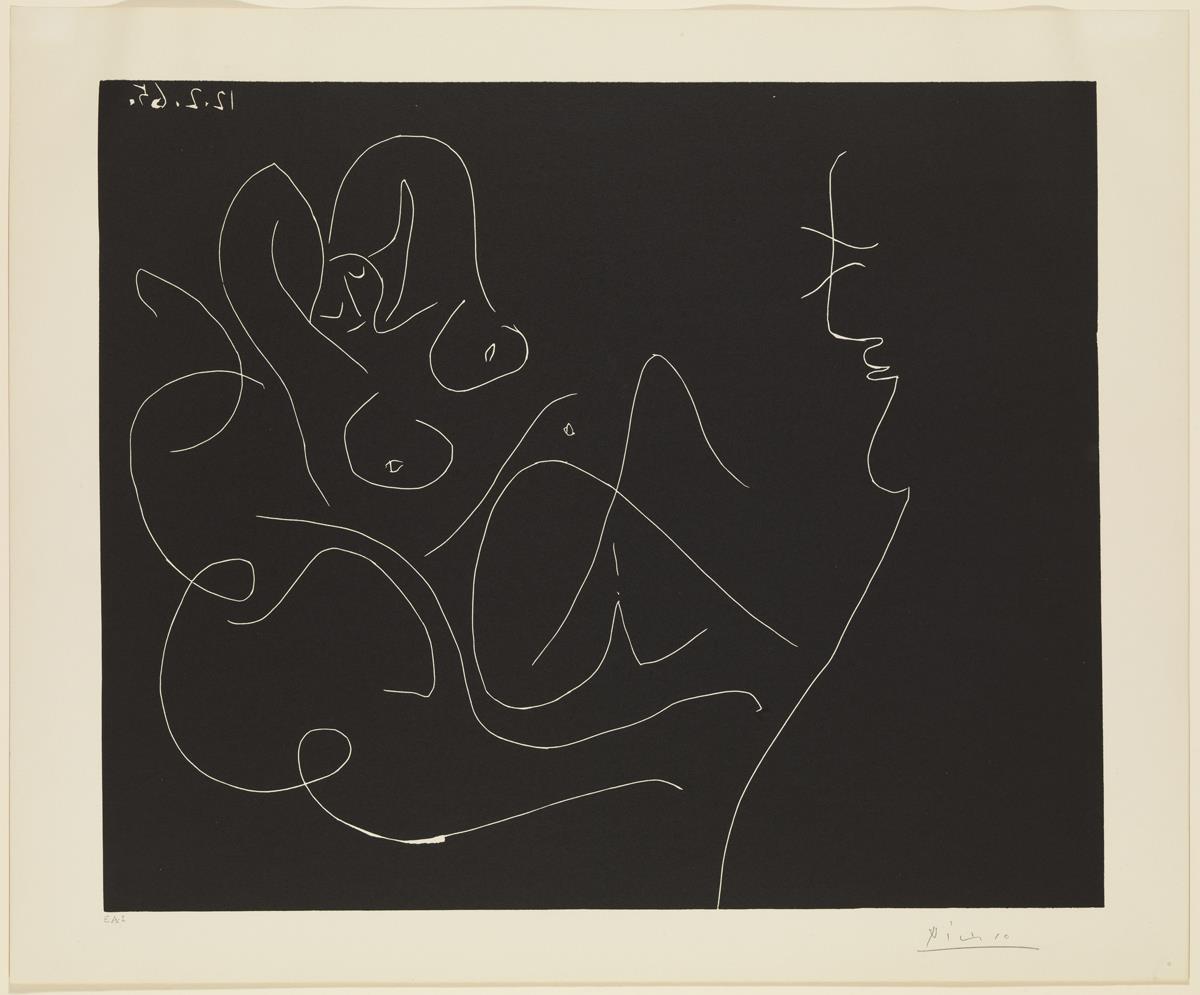 Pintor y modelo en un balancín