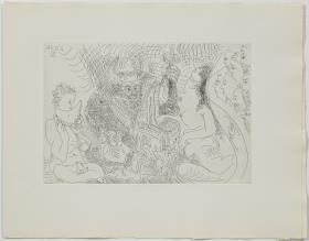 Theatre: Horned as Zeus, with His Eagle, Woman and Character Eating Watermelon