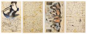 Carta de Pablo Picasso y Carles Casagemas a Jacint y Ramon Reventós, con dibujos de Picasso
