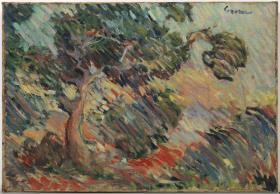 Paisaje con un gran árbol