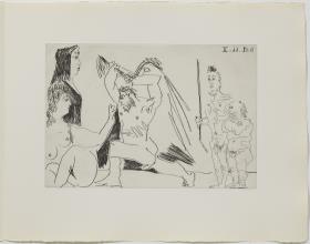 Angry Bearded Man, with Two Indifferent Women and Two Spectators