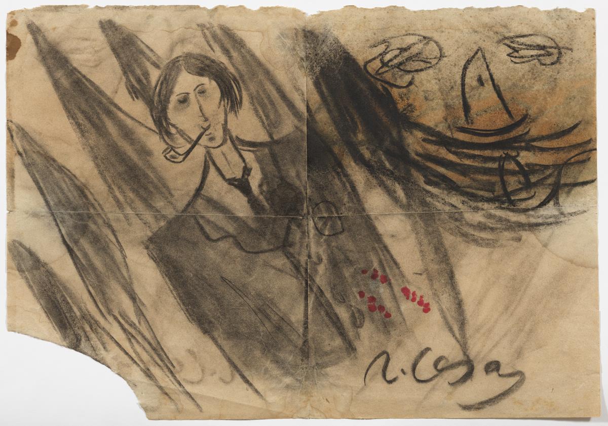 Hombre fumando en pipa