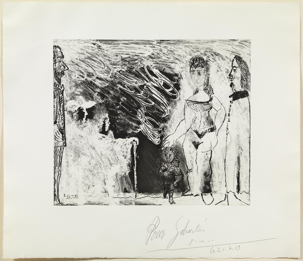 Pareja con un Cupido, visitas y espectador