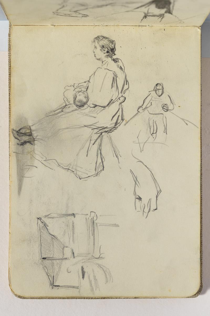 Dona amb infant i estudi d'home