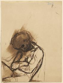 Mujer sentada, adormecida