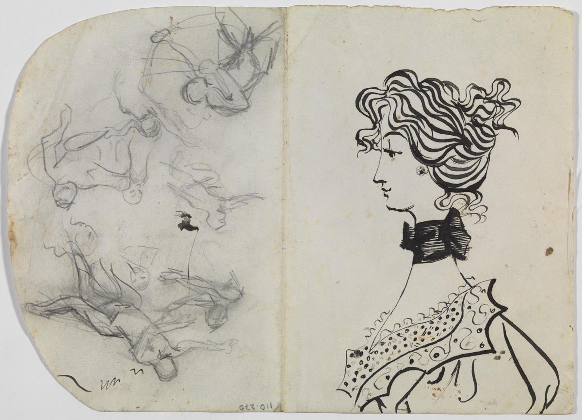 Bust de dona i altres croquis