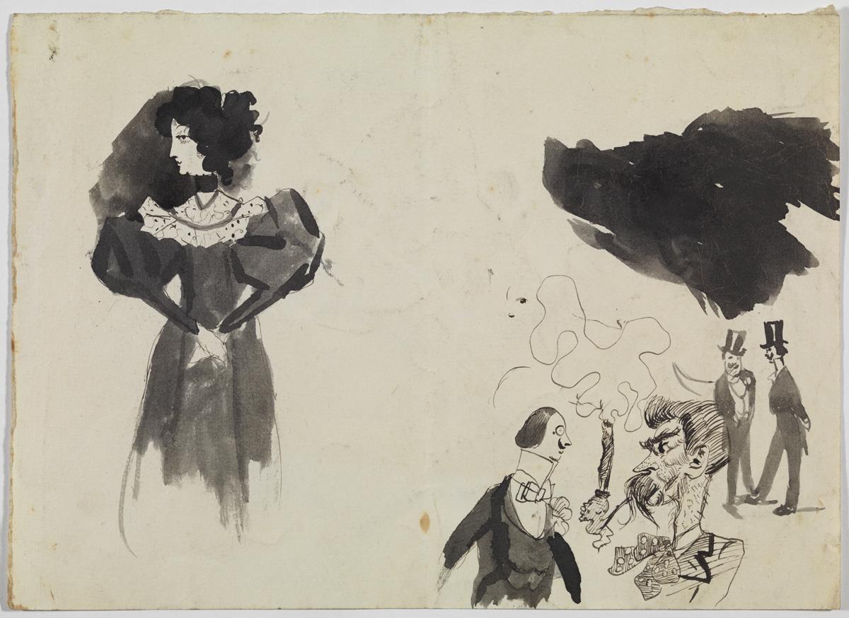 Young Girl and Caricatures