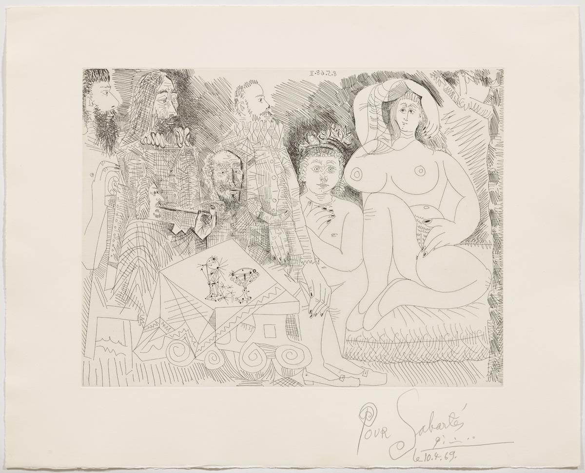 Variación de "La Celestina": comida en el jardín, con joven Baco rollizo