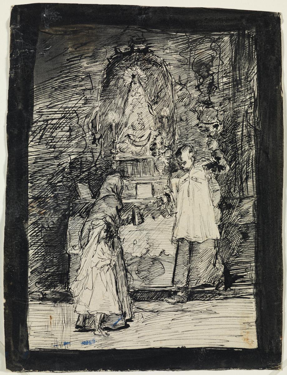 Sketch for "Altar Boy Giving Oil to an Old Woman"