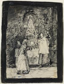 Sketch for "Altar Boy Giving Oil to an Old Woman"