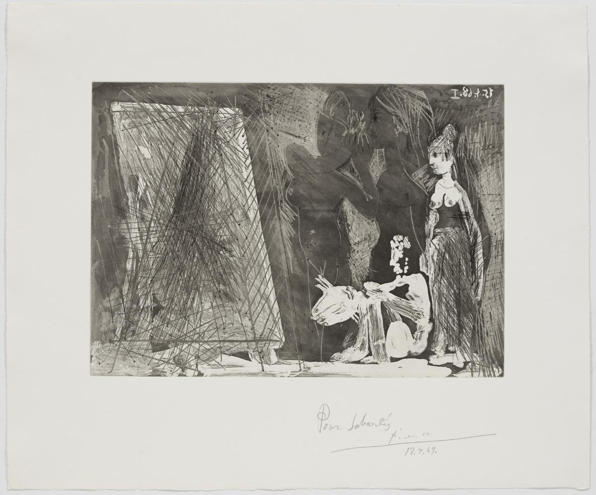Painter before his Canvas, with a Model, thinking about the Subject: Two Women…