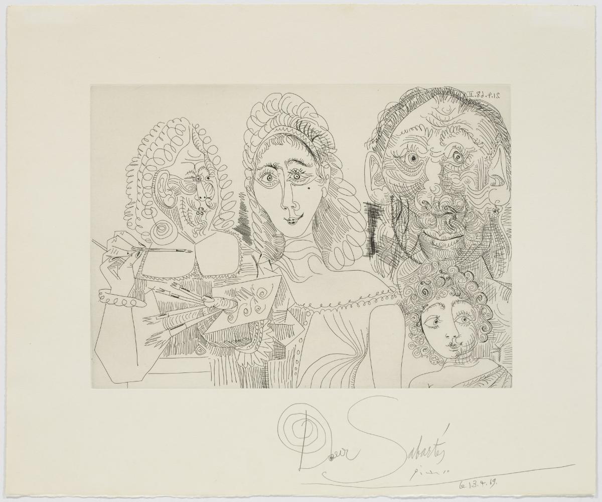 Pintor con pareja e infante