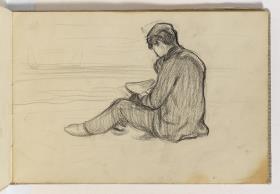 Man Sitting on the Beach, Drawing
