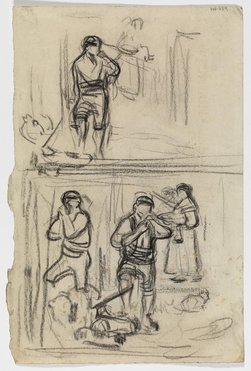 Diversos croquis de leñadores