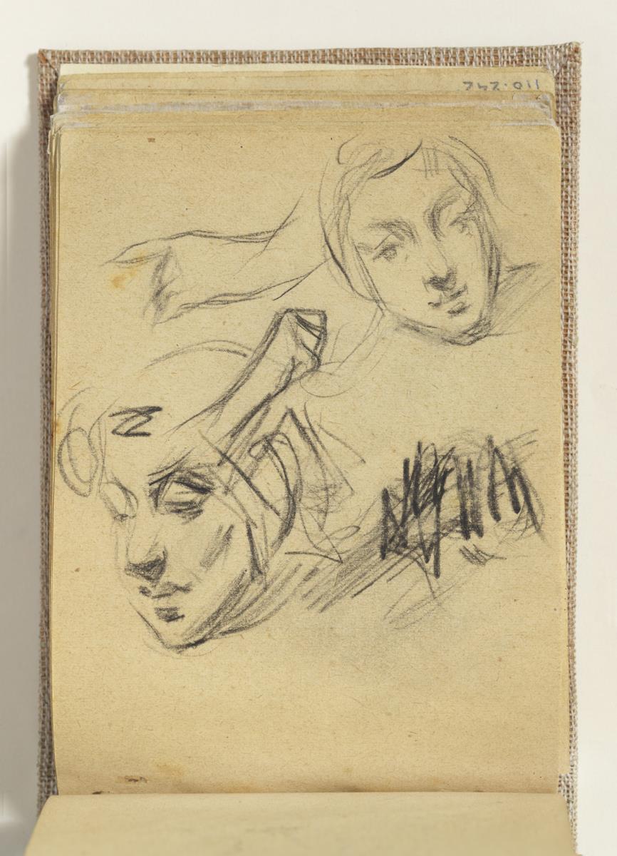 Cares de dona i estudi de braç