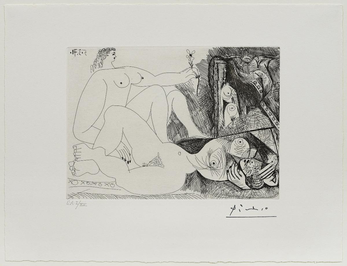 Women among Themselves, One of Them with a Flower, and a Covered Painting