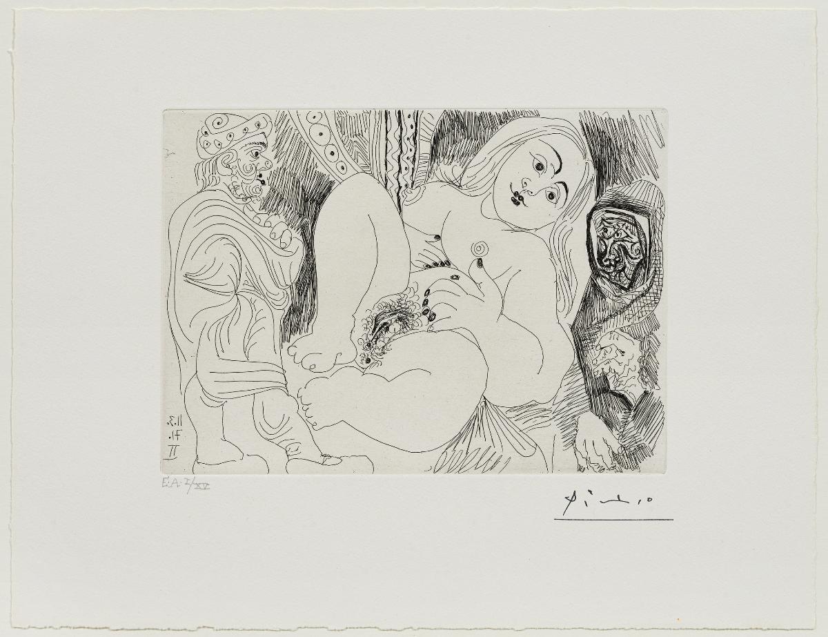 Old Man Wearing a Toga, Procuress and Prostitute