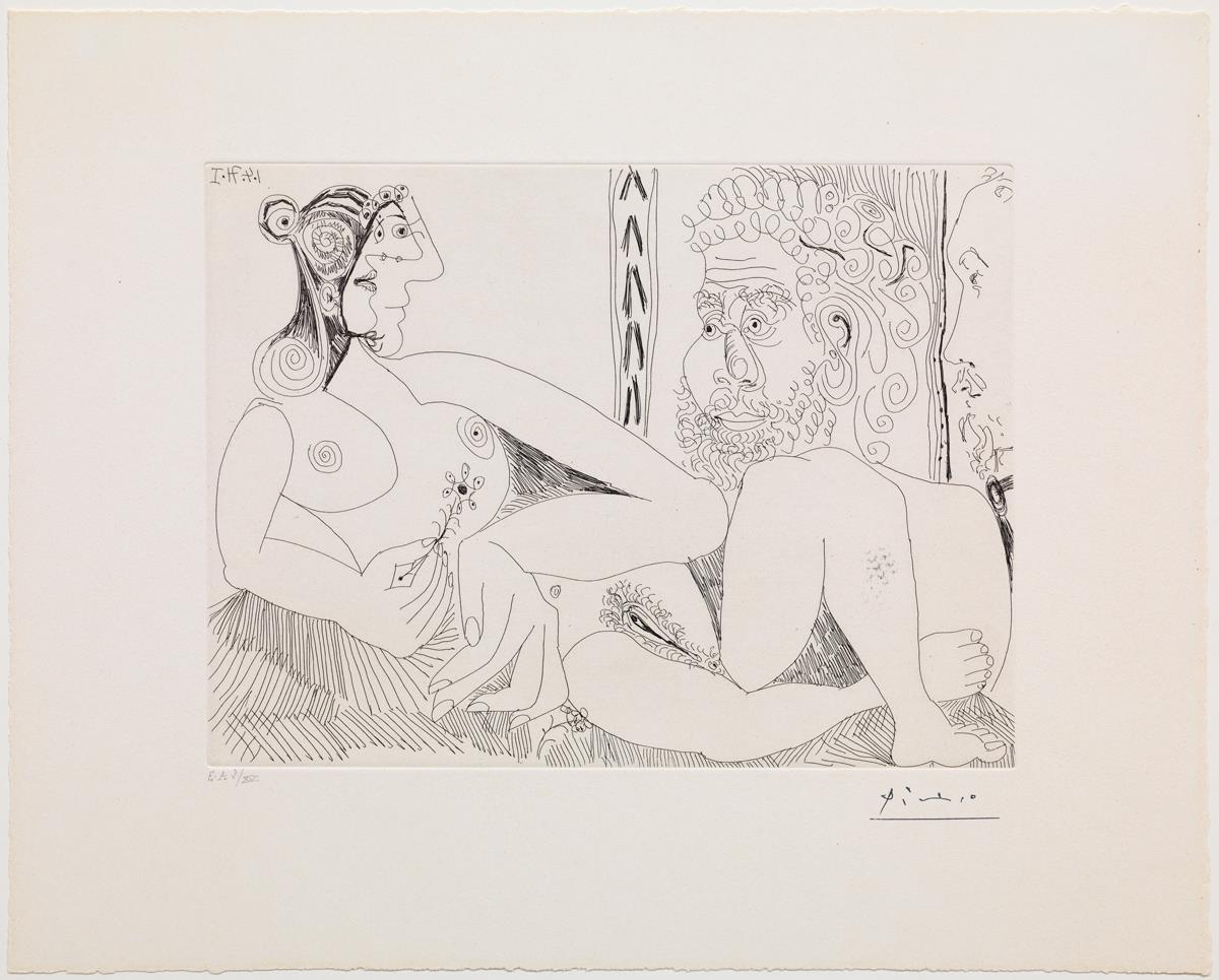 Women with Flowers and Portrait of a Bearded Man, with Degas in Profile