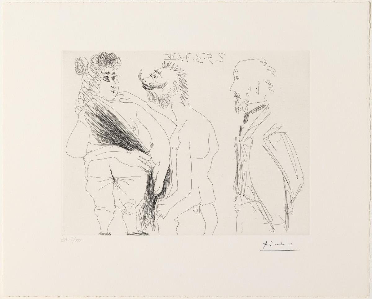 Escena de seducció entre un depravat i una prostituta, amb Degas espiant