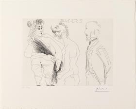 Escena de seducció entre un depravat i una prostituta, amb Degas espiant