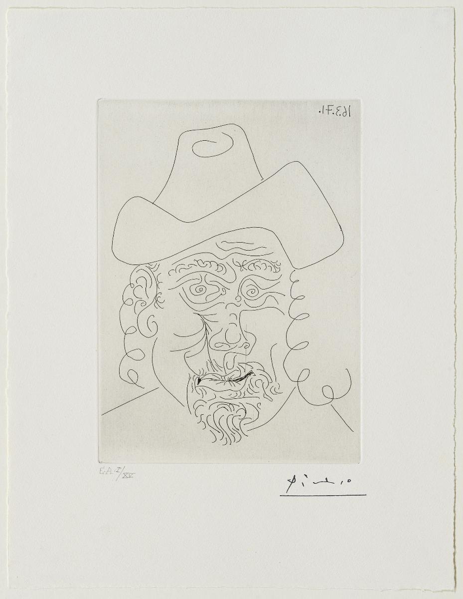 Cabeza rembranesca (Rembrandt con sombrero blando)