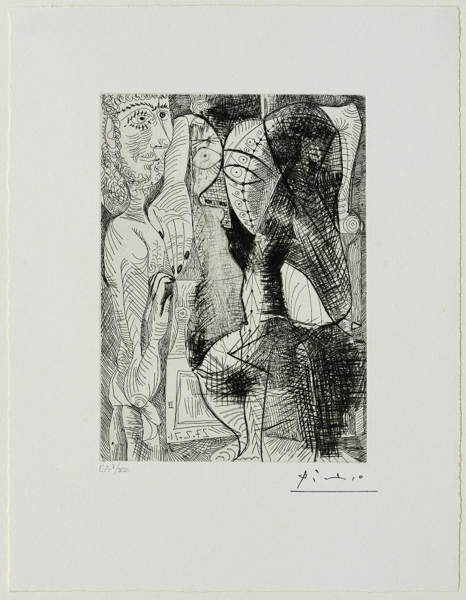 Woman Seated in an Armchair and Leaning Man