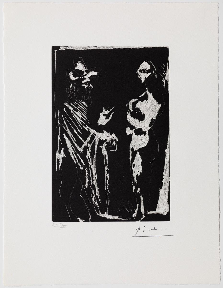 On the Threshold. Man Talking to a Young Girl