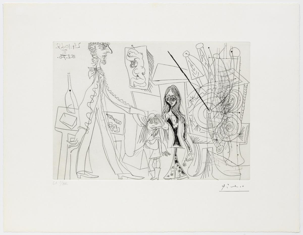 At the Printing Workshop: Piero Crommelynck with His Wife and Daughter