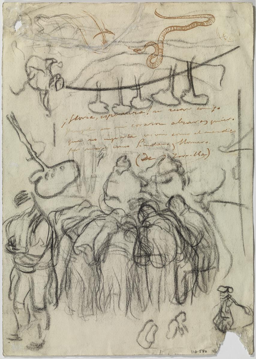 Grupo de hombres y otros croquis