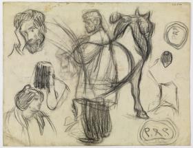 Un carretero, el padre del artista y otros croquis